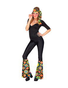 Widmann SRL Hippie verkleedset jaren 70 kleurrijk met hoofdband en beenwarmers