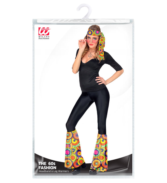 Widmann SRL Hippie verkleedset jaren 70 met beenwarmers en hoofdband