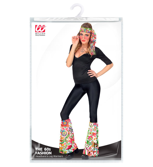 Widmann SRL Hippie verkleedset jaren 70 met hoofdband en beenwarmers