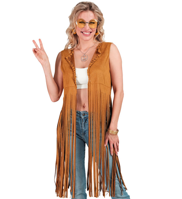 Widmann SRL Hippie vest lang met franjes