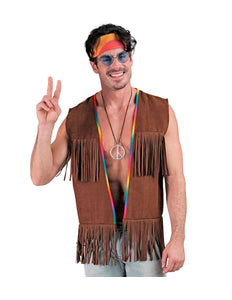 Widmann SRL Hippie vest met franjes donker bruin