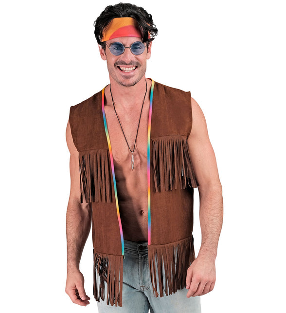 Widmann SRL Hippie vest met franjes donker bruin
