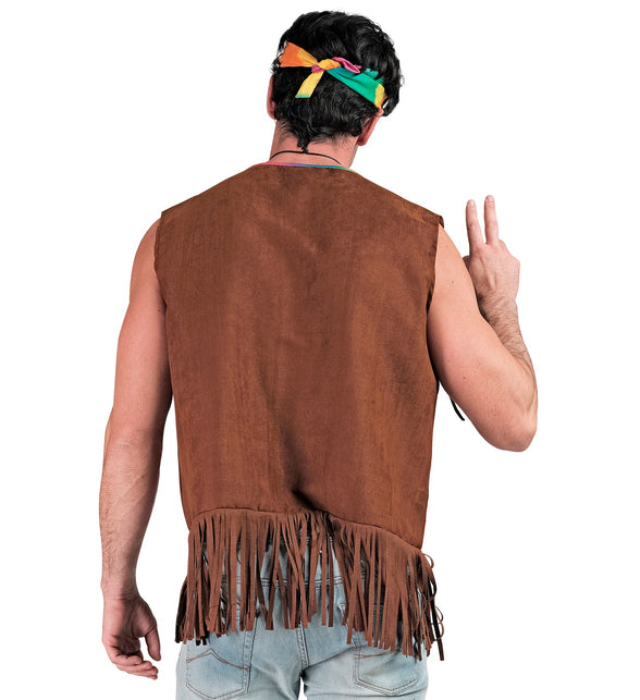 Widmann SRL Hippie vest met franjes donker bruin