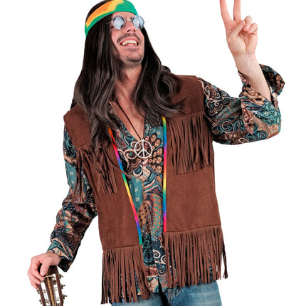 Widmann SRL Hippie vest met franjes donker bruin
