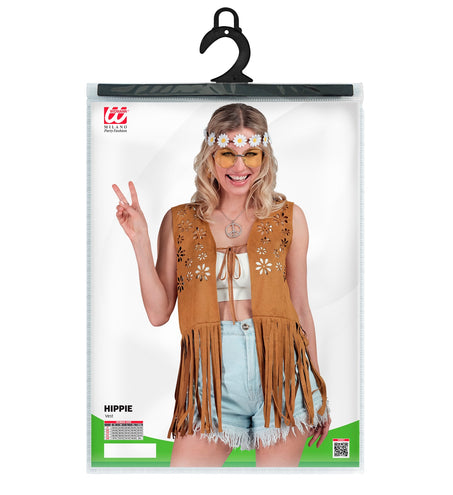Widmann SRL Hippie vest met franjes licht bruin