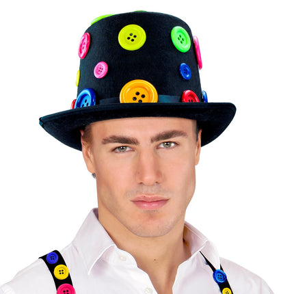 Widmann SRL Hoge hoed clown met knopen