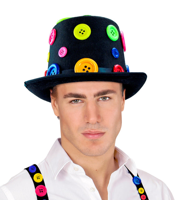 Widmann SRL Hoge hoed clown met knopen