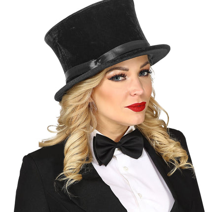 Widmann SRL Hoge hoed inklapbare fluweel zwart