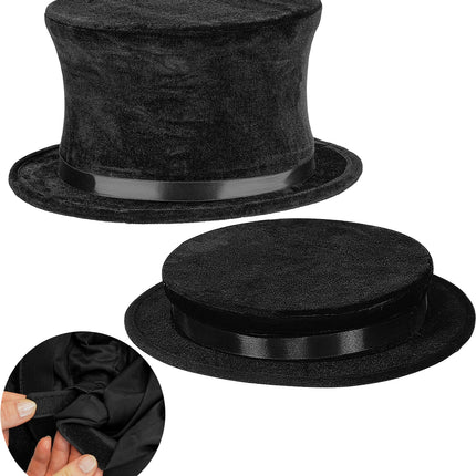 Widmann SRL Hoge hoed inklapbare fluweel zwart