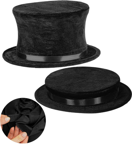 Widmann SRL Hoge hoed inklapbare fluweel zwart