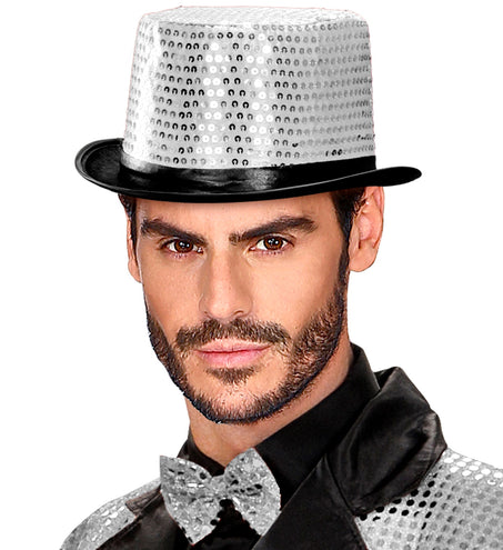 Widmann SRL hoge hoed pailletten zilver