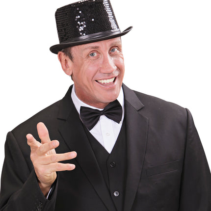 Widmann SRL hoge hoed pailletten zwart