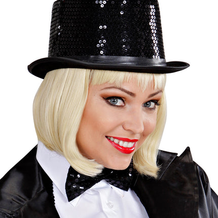 Widmann SRL hoge hoed pailletten zwart