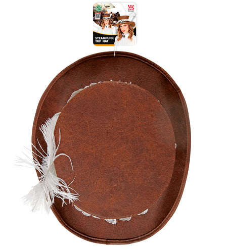 Widmann SRL Hoge hoed steampunk met veer