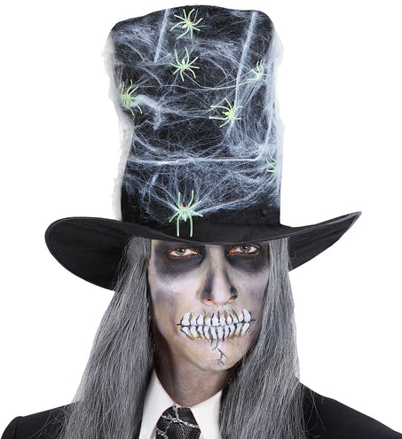Widmann SRL Hoge hoed zwart met spinnen en spinnenweb