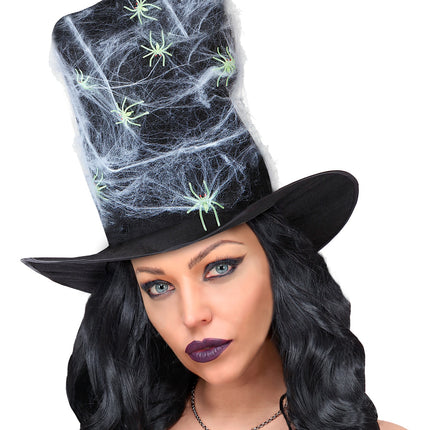 Widmann SRL Hoge hoed zwart met spinnen en spinnenweb