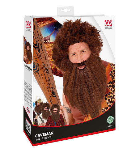 Widmann SRL Holbewoner pruik met baard bruin