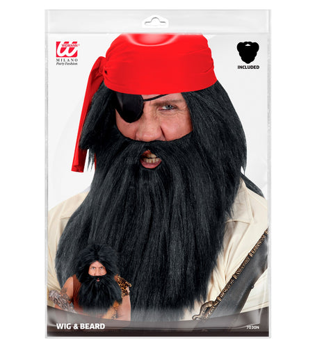 Widmann SRL Holbewoner pruik of piratenpruik Barba zwart