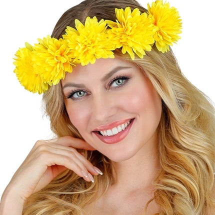 Widmann SRL Hoofdband bloemen geel Luuk