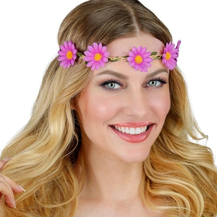 Widmann SRL Hoofdband bloemen paars Julia