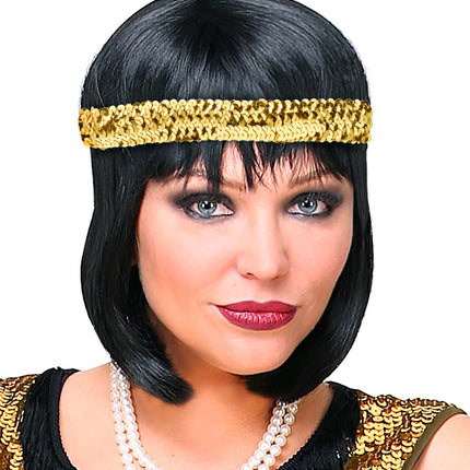 Widmann SRL Hoofdband Charleston pailletten goud