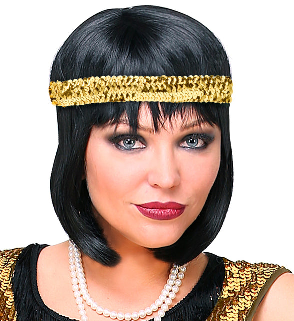 Widmann SRL Hoofdband Charleston pailletten goud