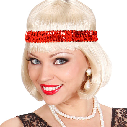 Widmann SRL Hoofdband Charleston pailletten rood