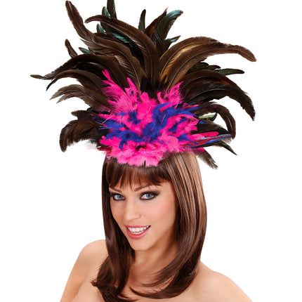 Widmann SRL Hoofdband Copa Cabana veren Zwart roze blauw