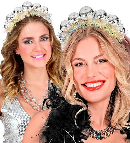 Widmann SRL Hoofdband disco ballen met sliertje Sophie