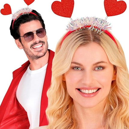 Widmann SRL Hoofdband hartjes glitter Roos