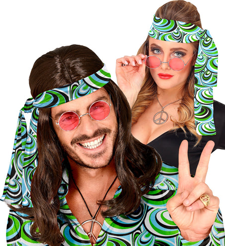 Widmann SRL Hoofdband hippie blauw groen