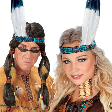 Widmann SRL Hoofdband Indiaan  met 2 veren