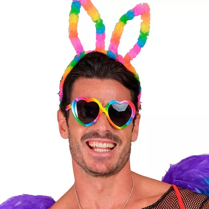 Widmann SRL Hoofdband konijn regenboog met lampje Siem