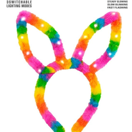 Widmann SRL Hoofdband konijn regenboog met lampje Siem