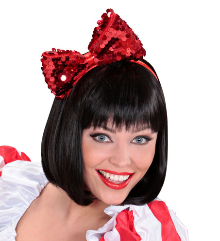 Widmann SRL hoofdband met paillettenstrik rood