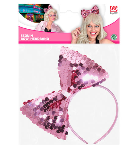 Widmann SRL hoofdband met paillettenstrik rose