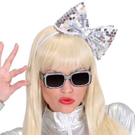 Widmann SRL hoofdband met paillettenstrik zilver