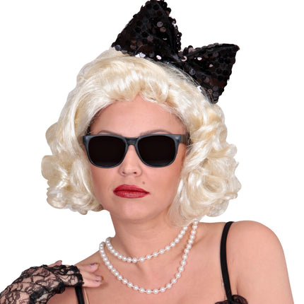 Widmann SRL hoofdband met paillettenstrik zwart