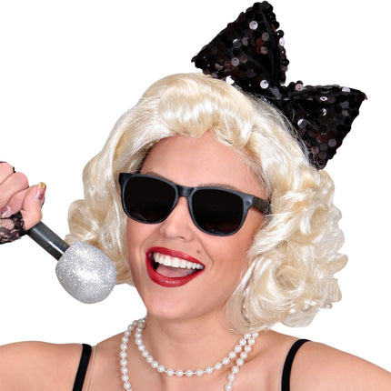 Widmann SRL hoofdband met paillettenstrik zwart