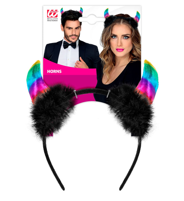 Widmann SRL Hoofdband pailletten hoorntjes Evi regenboog