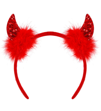 Widmann SRL Hoofdband pailletten hoorntjes Evi rood