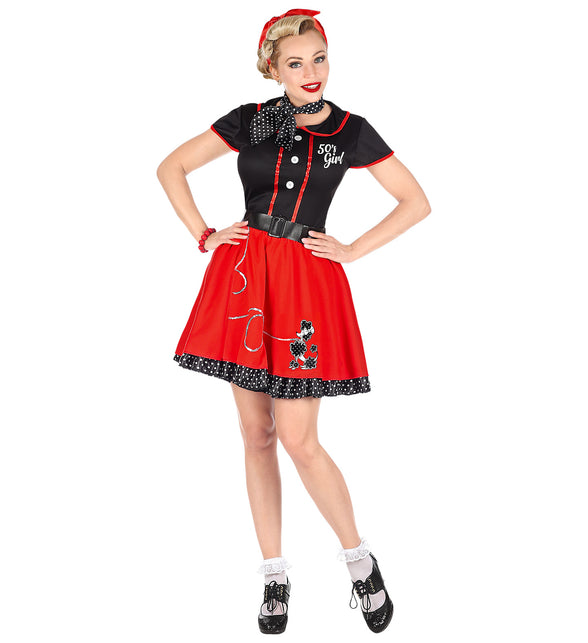Widmann SRL Jaren 50 jurk rood zwart