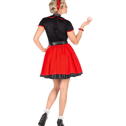 Widmann SRL Jaren 50 jurk rood zwart