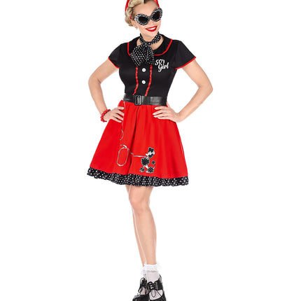 Widmann SRL Jaren 50 jurk rood zwart