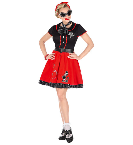 Widmann SRL Jaren 50 jurk rood zwart
