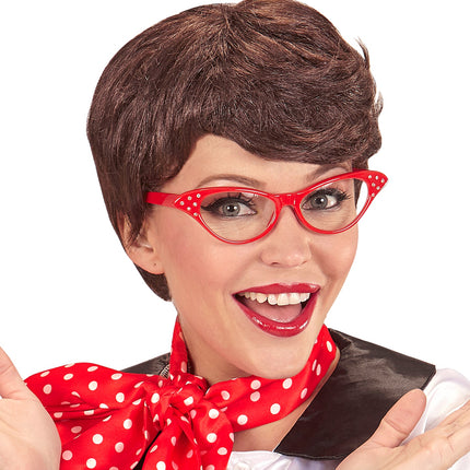 Widmann SRL Jaren 50 pruik bruin met sjaaltje