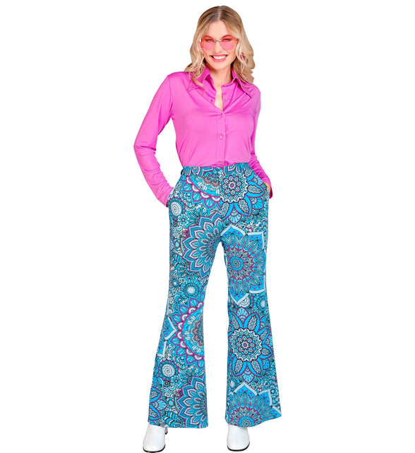 Widmann SRL Jaren 70 broek mandala blauw dames