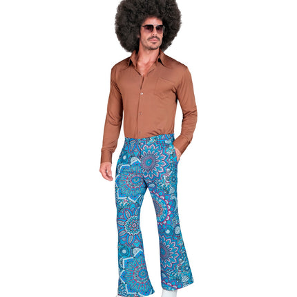 Widmann SRL Jaren 70 broek mandala blauw heren