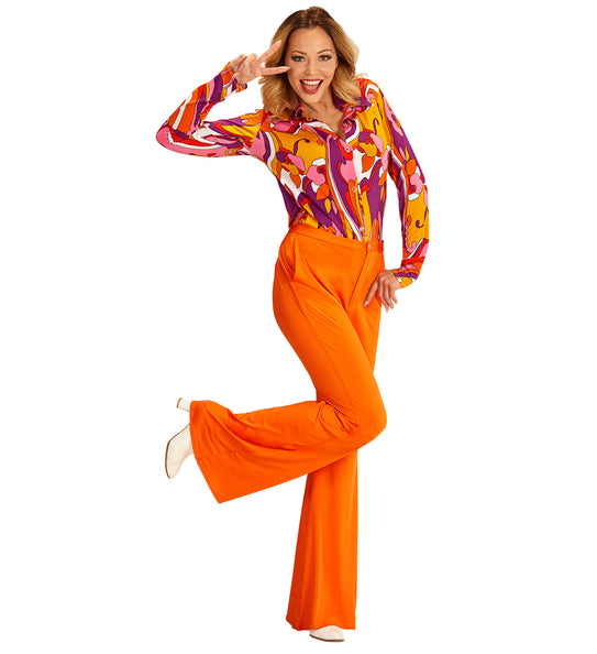 Widmann SRL Jaren 70 disco broek Groovy oranje