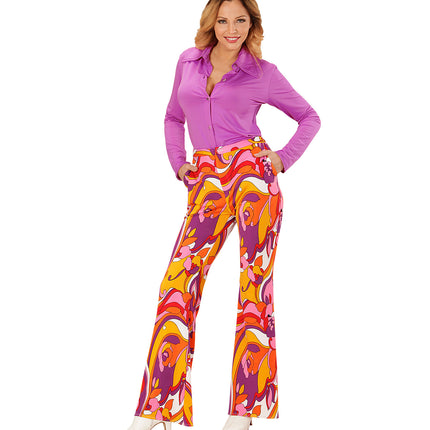 Widmann SRL Jaren 70 disco broek Groovy Orchidee